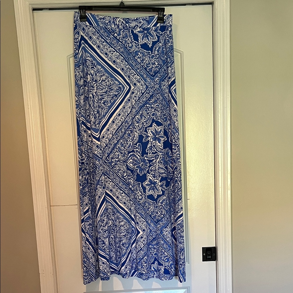 Lilly Pulitzer Blue and White Maxi Skirt